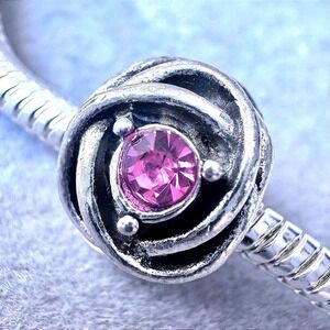 Pink Rose Knot Crystal Charm fits PANDORA
